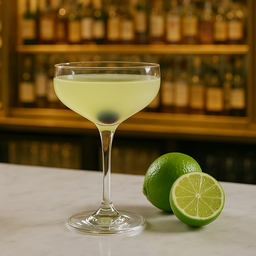 A pale green The Last Word cocktail served in a coupe glass.